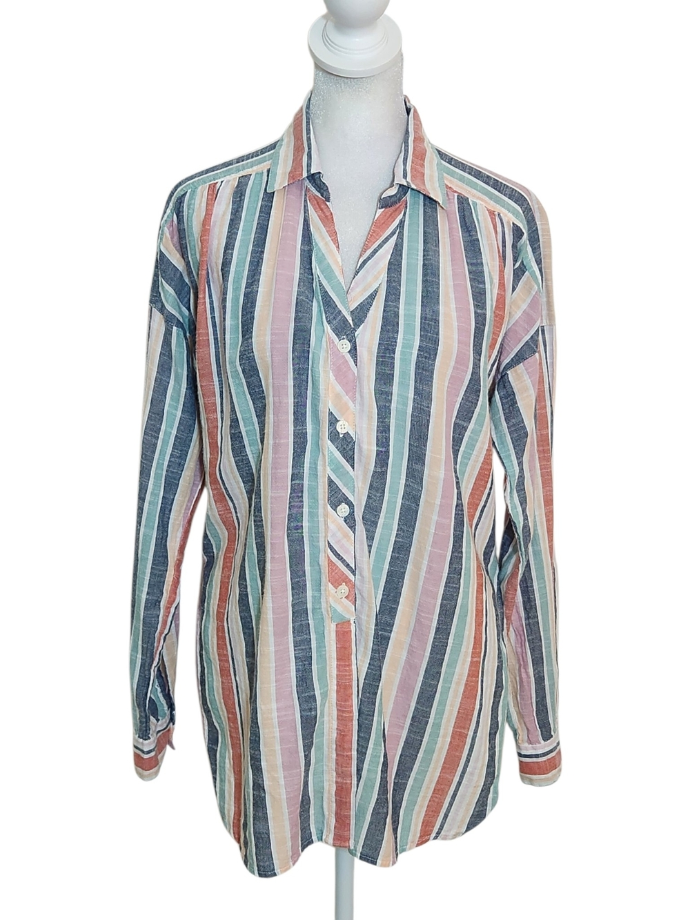 Dash Multi-Color Stripe Button Down Shirt Size Small